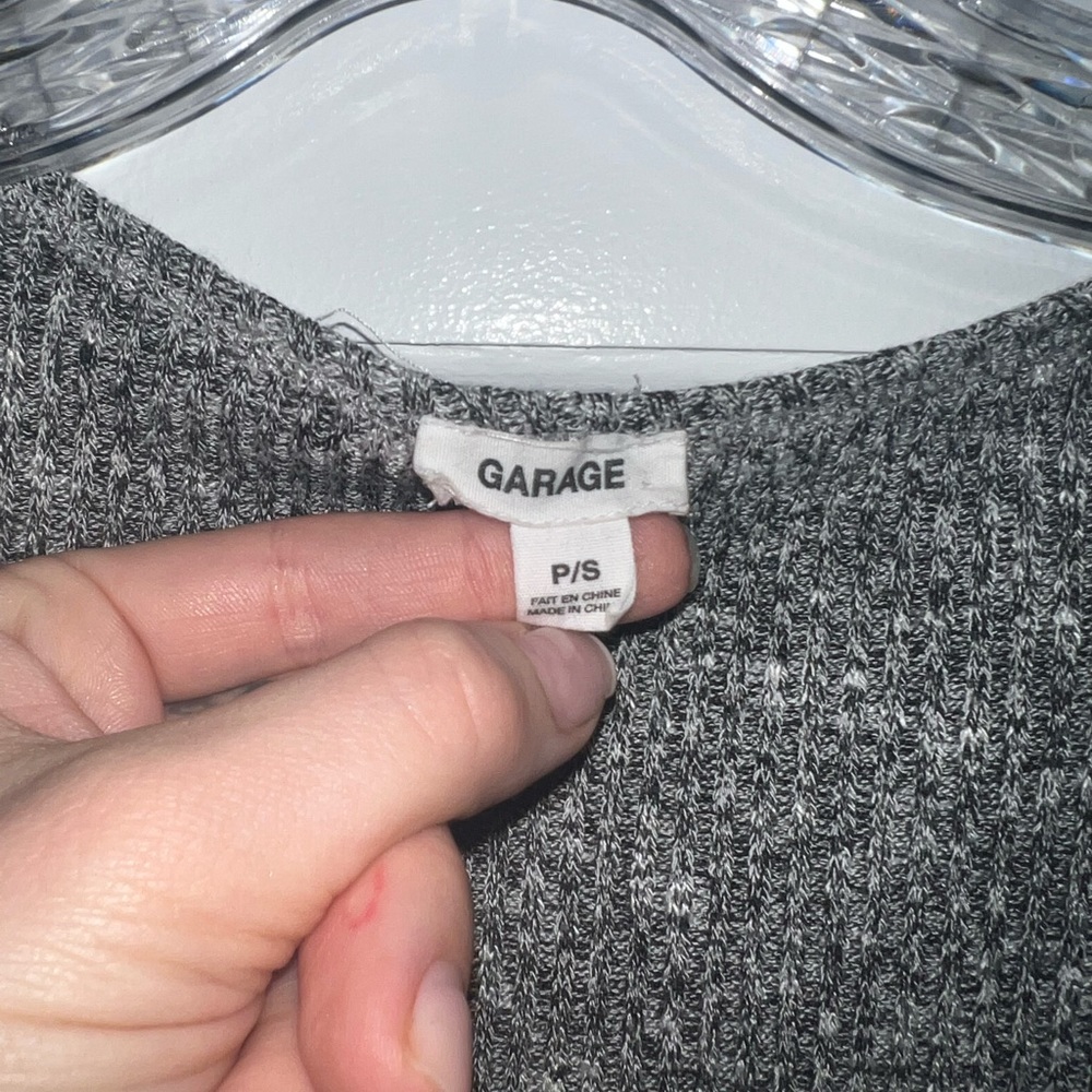 Grey button down  v-neck short sleeve top